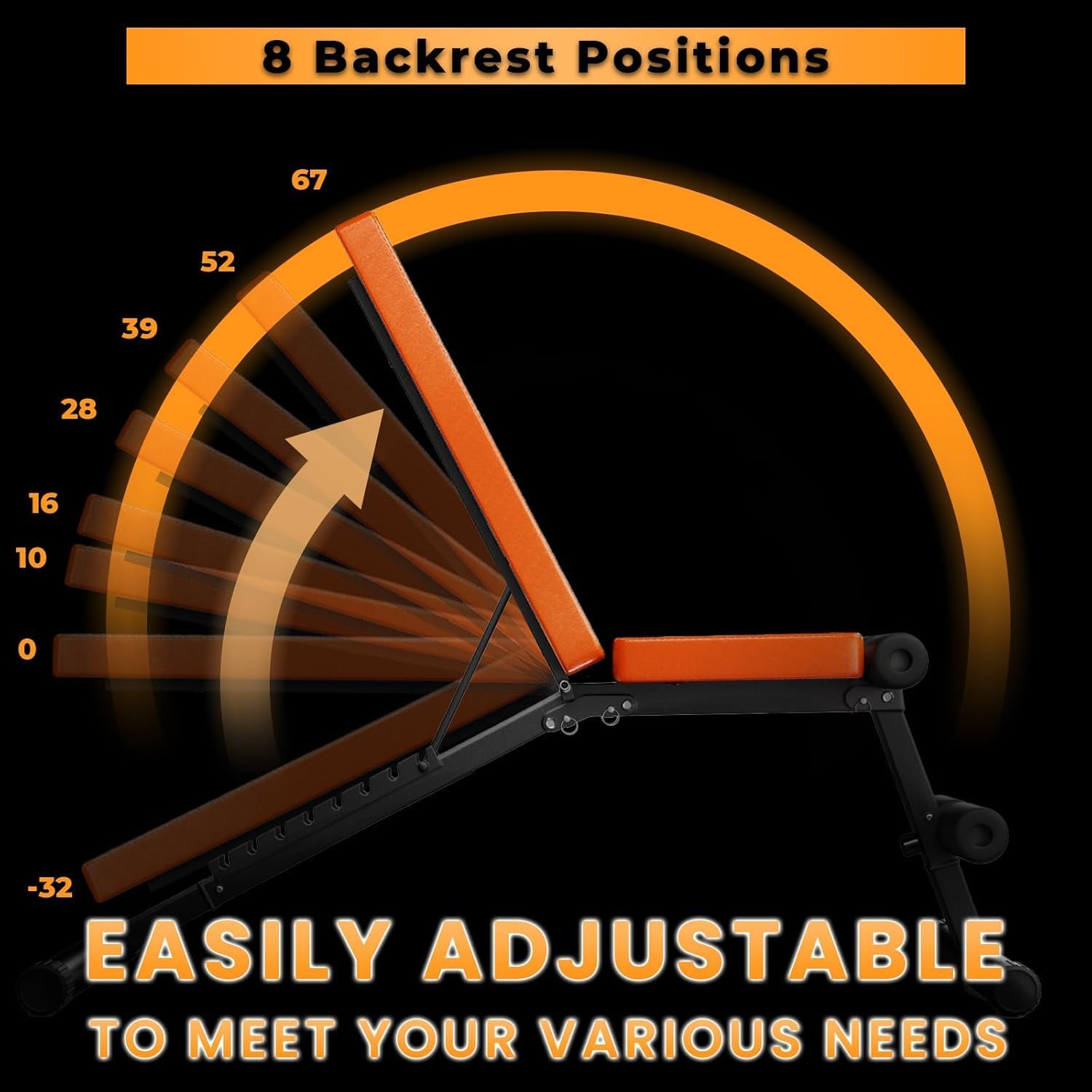 Sedia ergonomica con schienale regolabile in 8 posizioni su sfondo nero