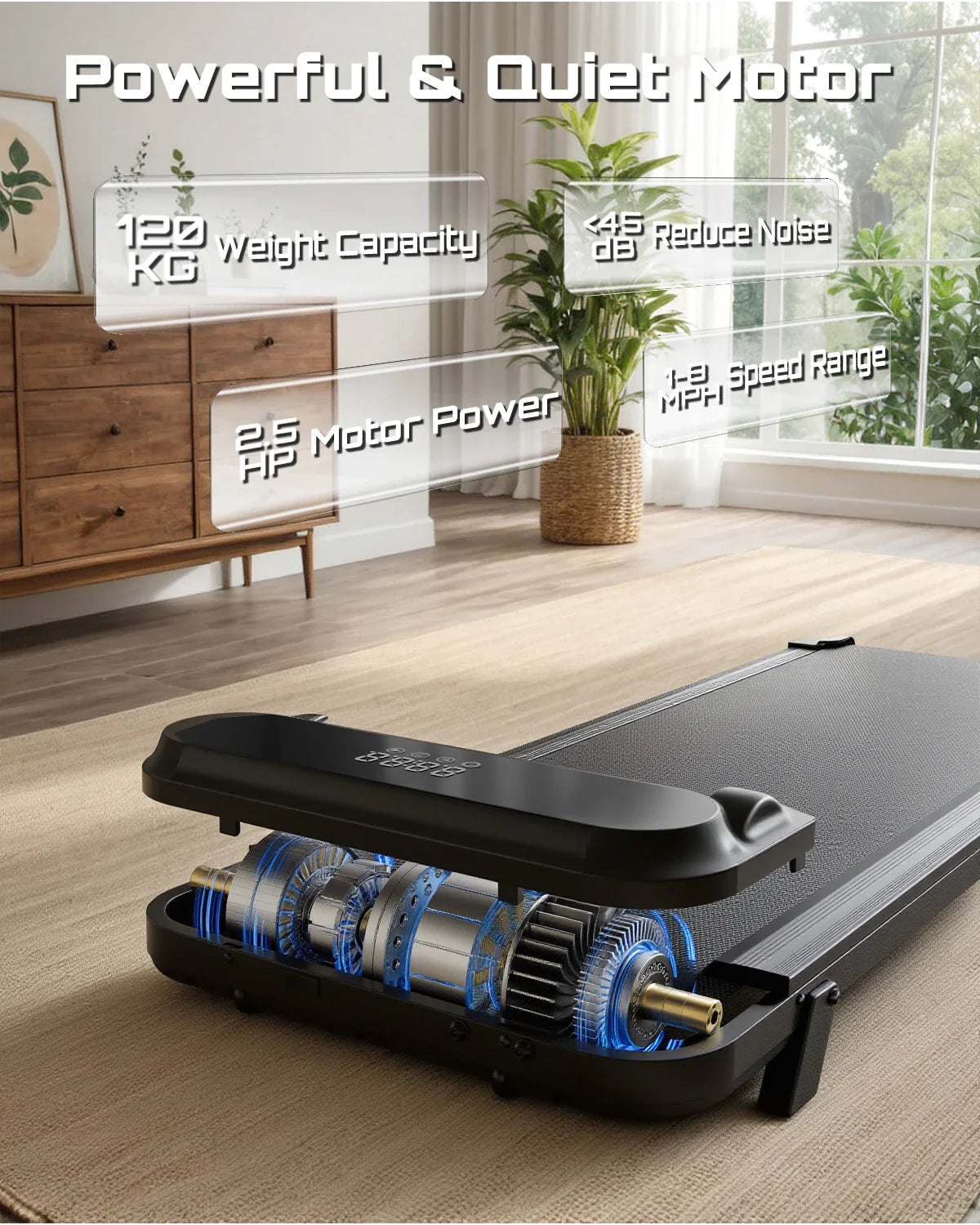 fitvect c1 treadmill with 2.5 hp powerful & quiet motor 