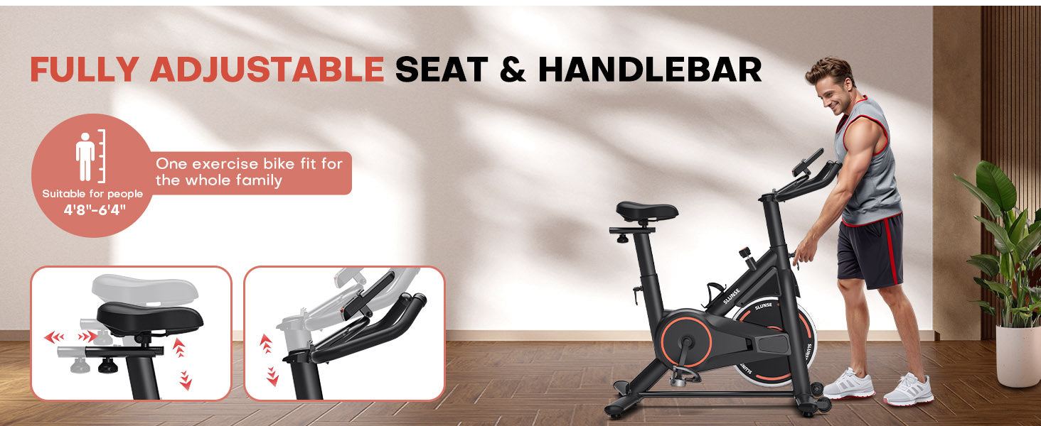 Persona che utilizza una cyclette con sedile e manubrio regolabili, ambiente interno.